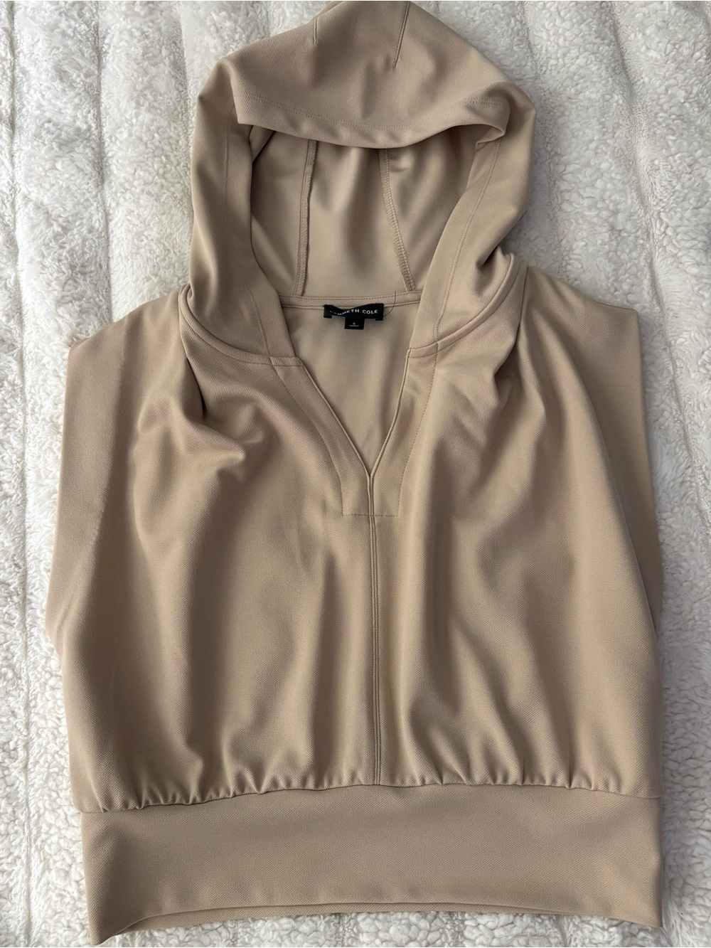 Kenneth Cole Beige Hooded Sleeveless Top